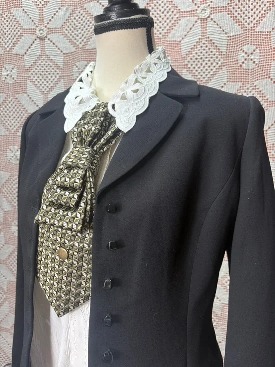 Upcycled Italian Silk Tie Necklace | Gold Geometric Statement - Picture 6 of 6